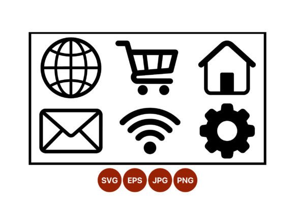 Download Line Art Internet Icons Black White - Internet Collection